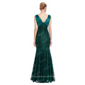 Starzz 2016 sem mangas V-pescoço V-Back Dark Green Long Mermaid Lace formal vestidos de noite de Dubai ST000084-3